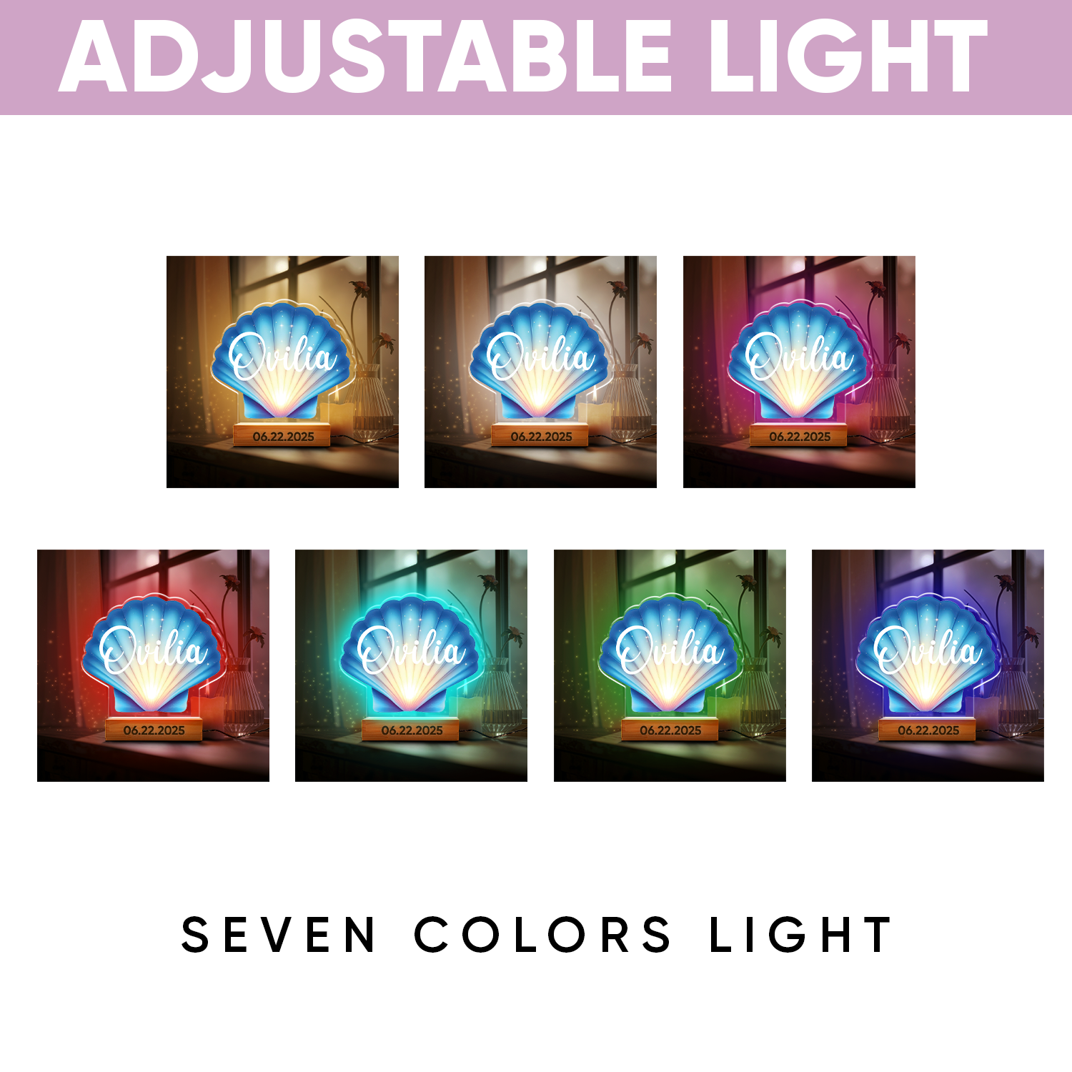 Aeluxlas Personalized Seashell Night Light, Costal Beach Nightlight, Custom LED Lamp for Kids, Perfect Gift for Kids, Unique Room Decor, Led Light for Kids