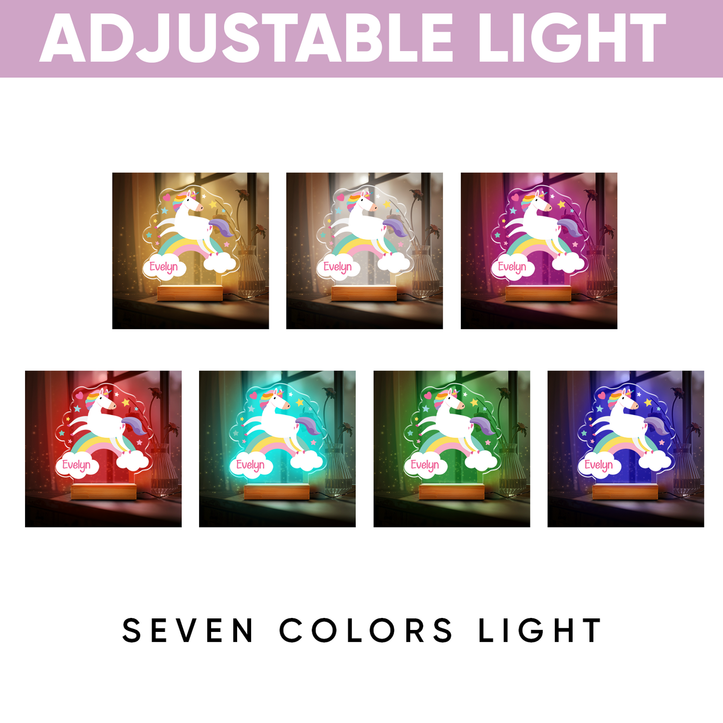Aeluxlas Custom Unicorn Led Night Personalized Name Unicorn Acrylic Night Light Kids Bedroom Decor