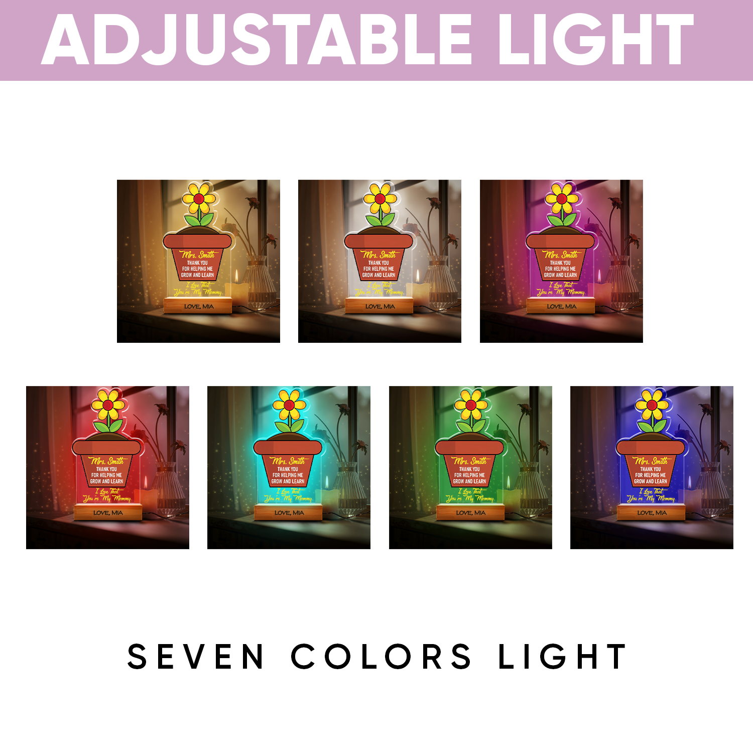 Aeluxlas Personalized Flower Pot Night Light, Gifts for Mothers Day Gifts, Grandmas Garden Gift for Grandma, Gifts from Daughter