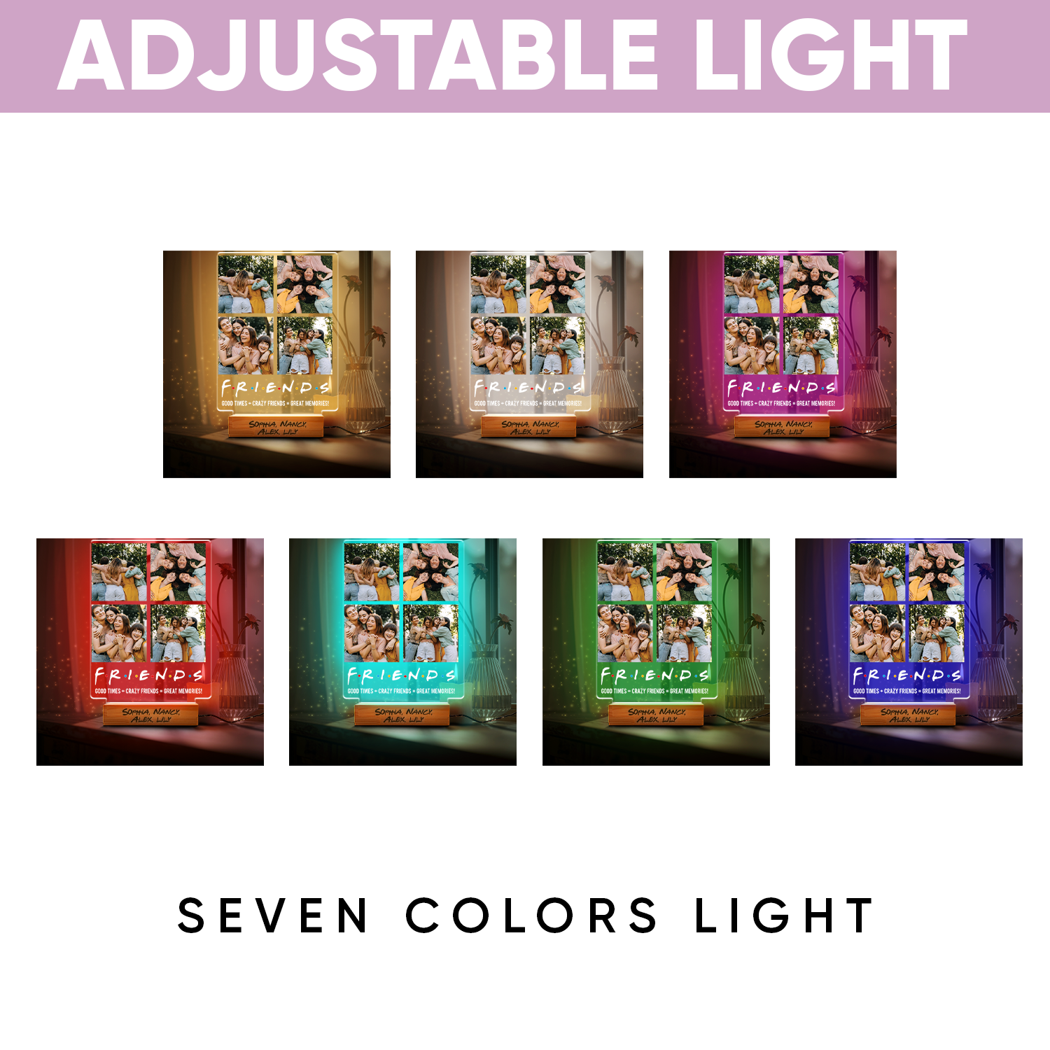 Aeluxlas Personalized Photo LED Night Light, Besties Photo Gifts, Photo Keepsake, Photo Gifts, Personalized Gift for BFF, Birthday Gift for Friend