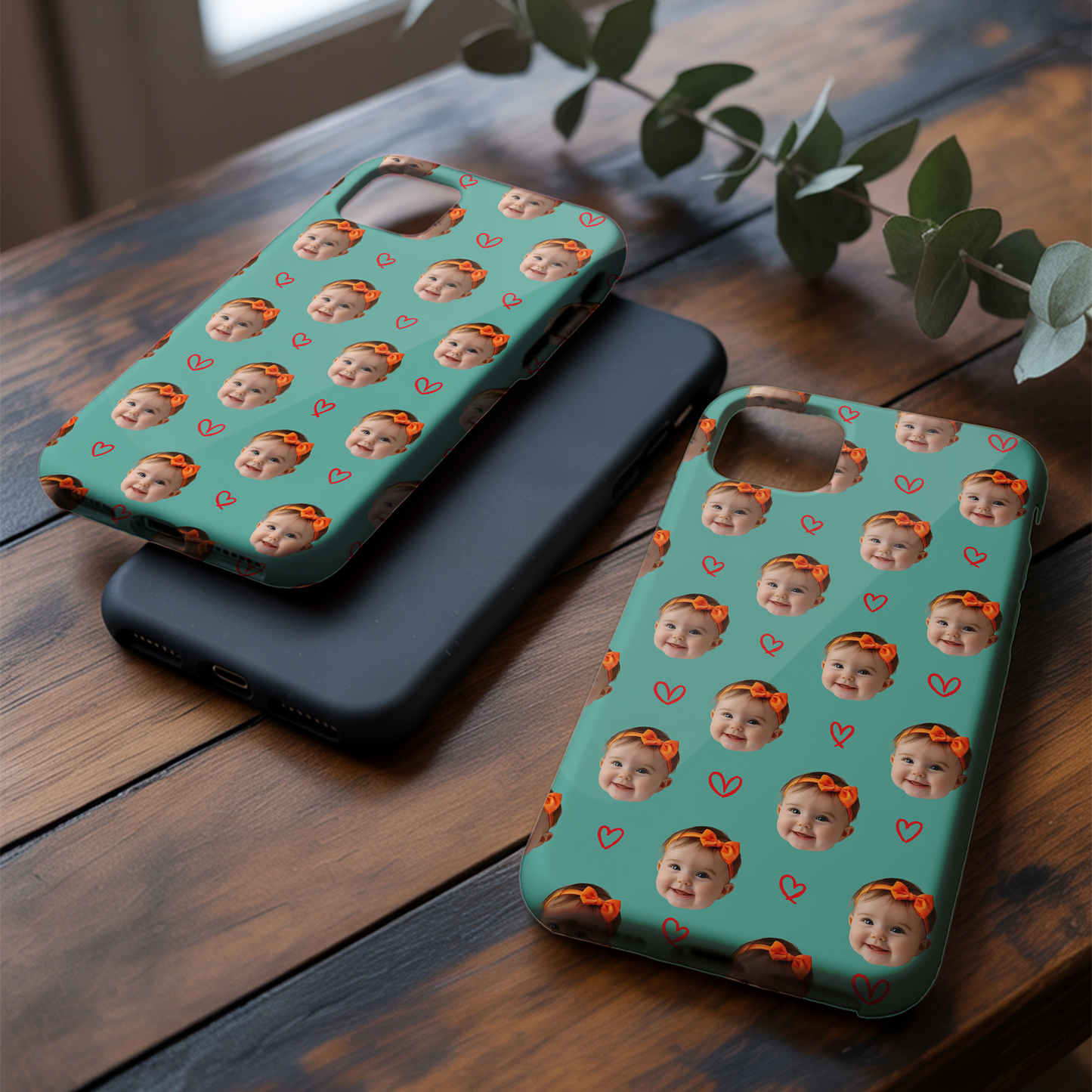 Custom Baby Photo Phone Case – Adorable Repeating Baby Face Design, Personalized Phone Cover THUC9914