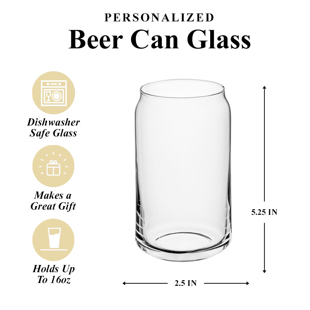TNG163 Personalized Beer Can Glass, Gift for Him, Groomsmen Gift, Groomsman, Beer Gift, Craft Beer Gift, Bridal Party, Wedding Party Gift