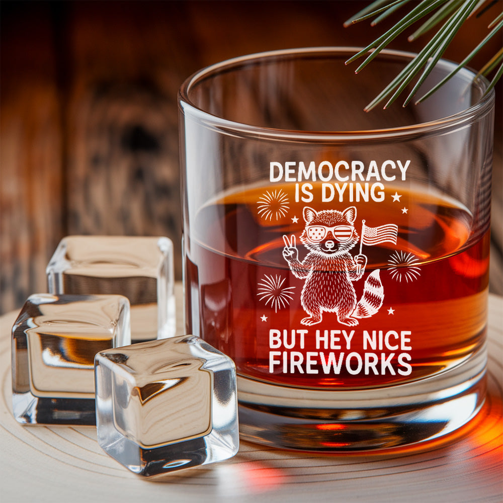 Funny Raccoon Independence Day Whiskey Glass & Decanter –  July 4th Gift Set THUC99DI02