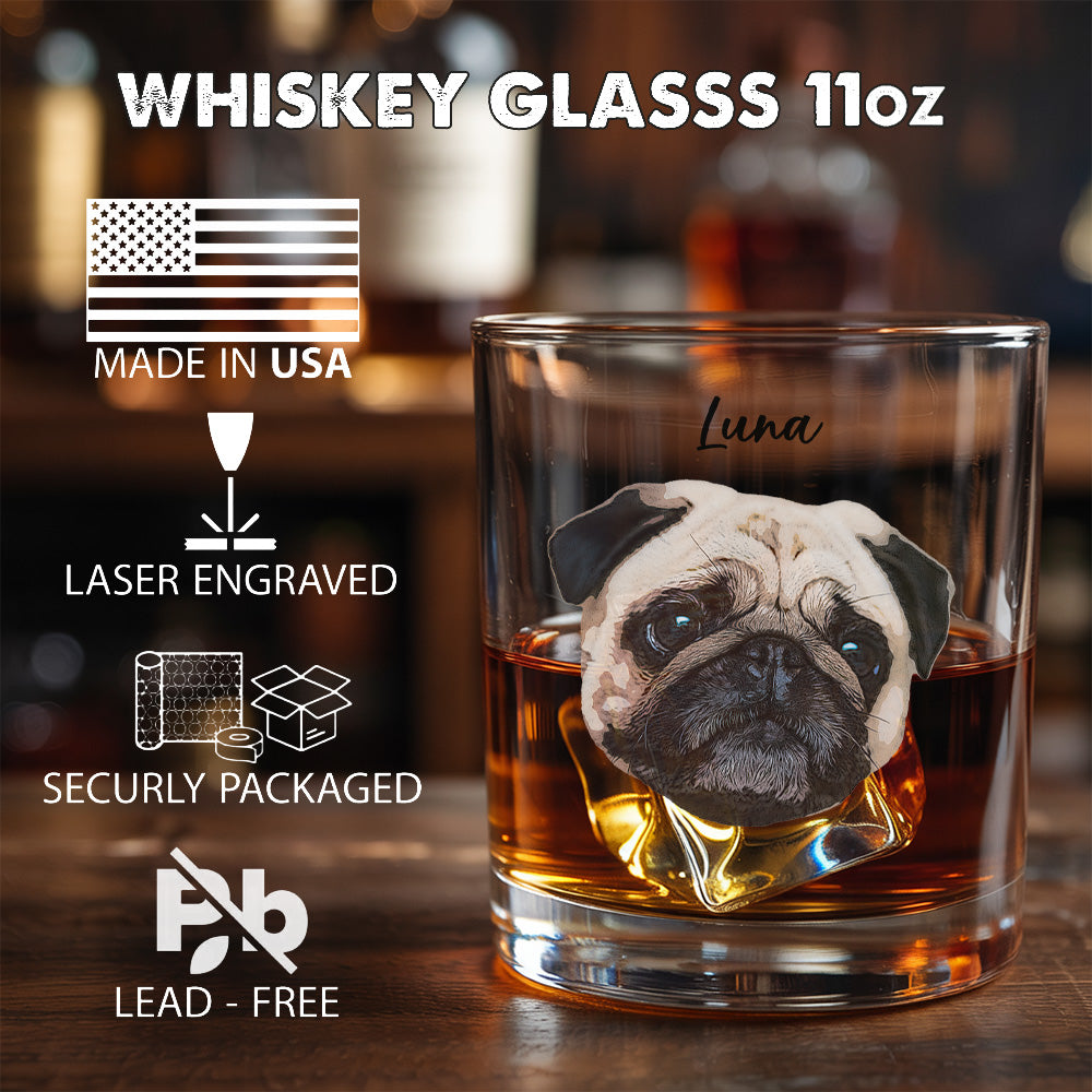Custom Dog Lover Whiskey Glass – 11oz Personalized Photo Gift for Pet Owners THUC99WI05