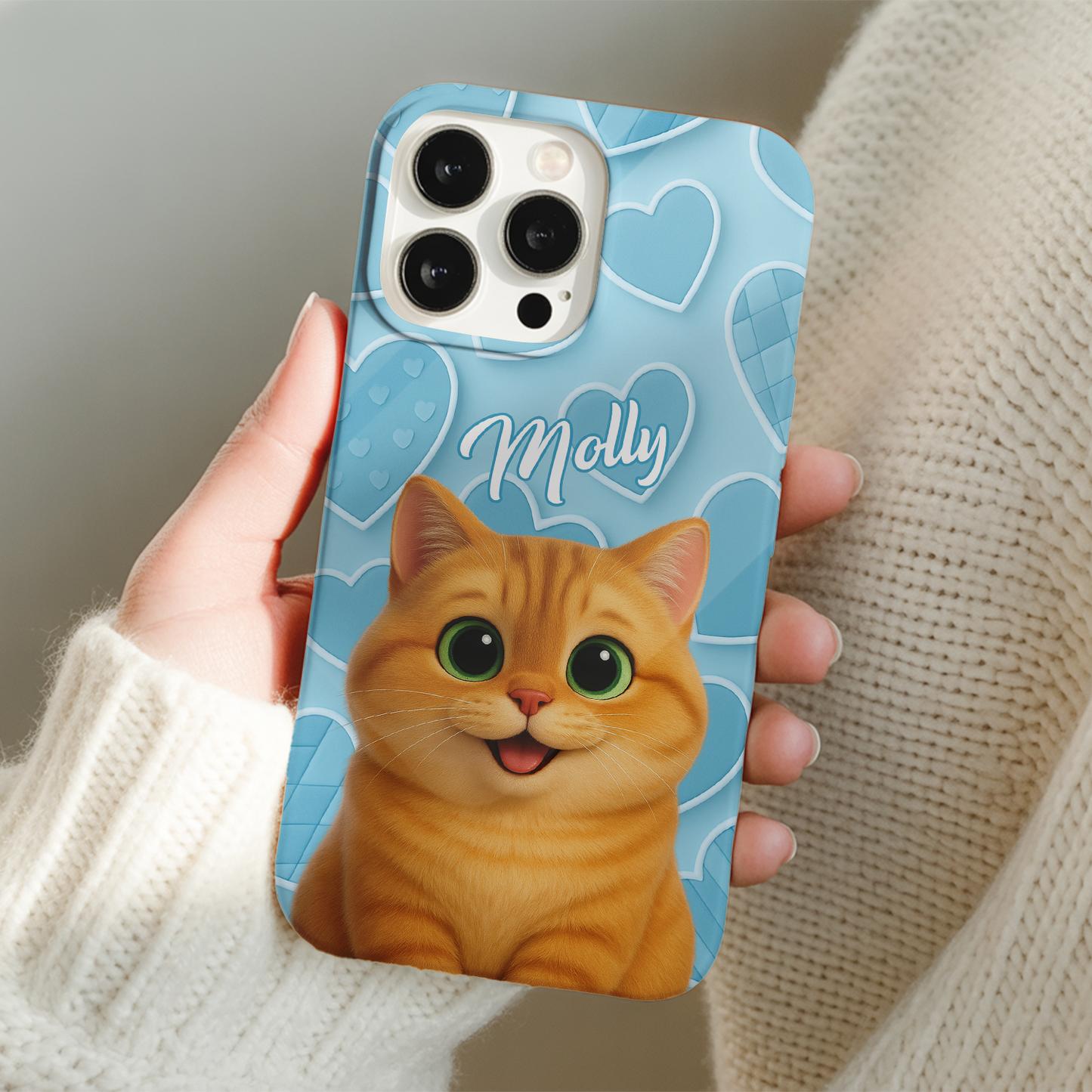 Custom Pet Cat Cartoon Phone Case – Personalized Gift for Cat Owners – Dog Lover, Cat Lover Case THUC99M11