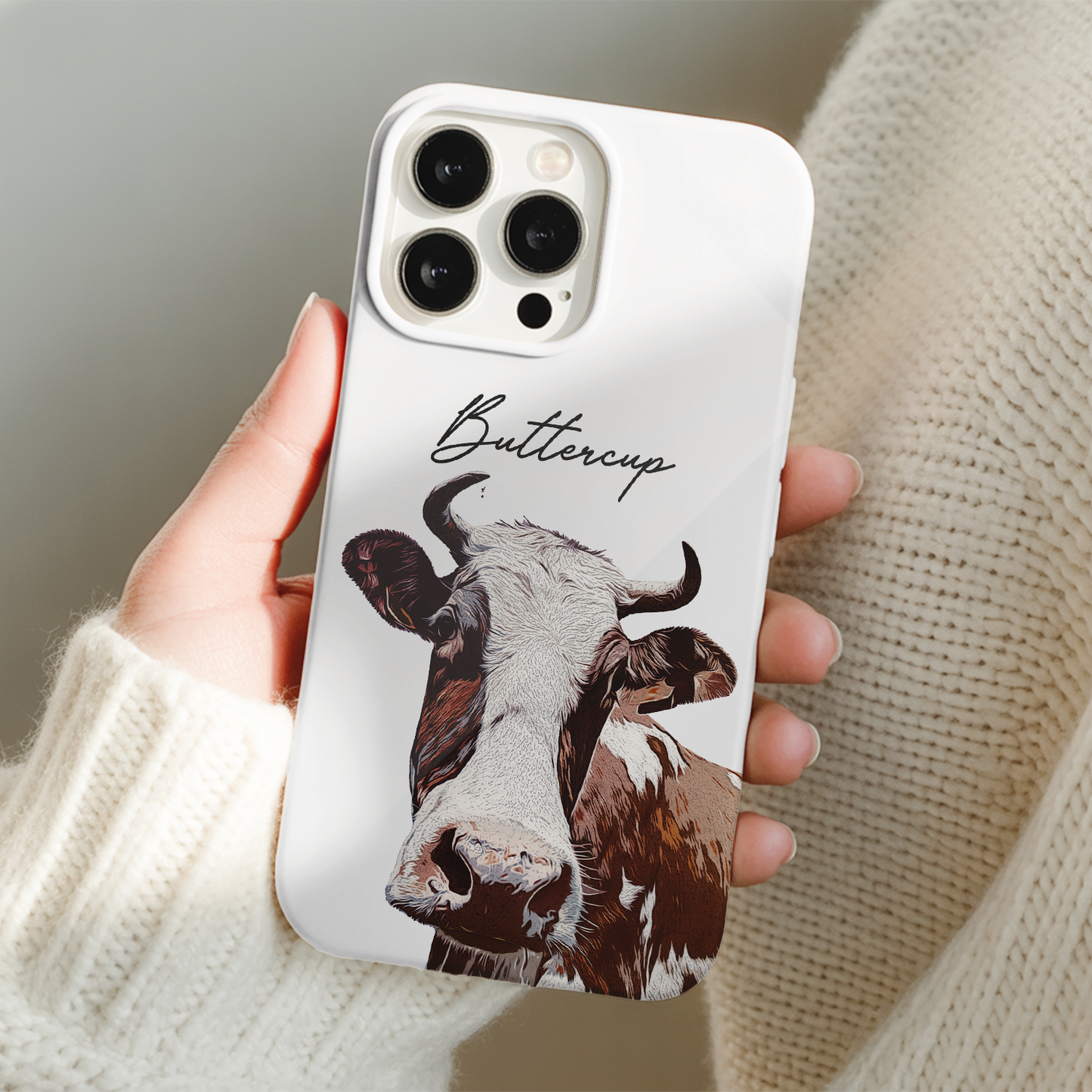 Custom Pet Photo Phone Case, Custom Cow Face Phone Case, Gift for Cow Lover, Pet Memorial, Animal Lovers TNGP014