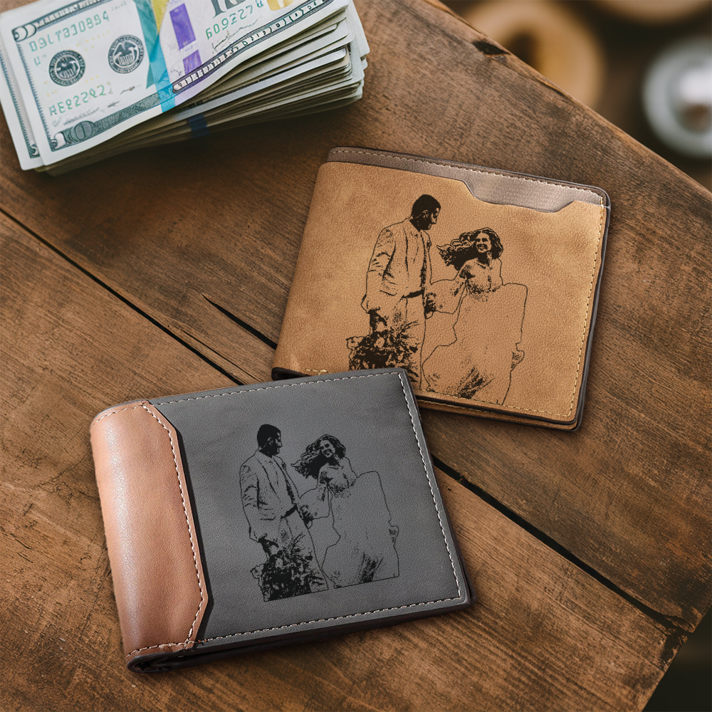 Custom Photo Engraved Wallet, Personalized Anniversary Gift, Gift For Couple TNW027