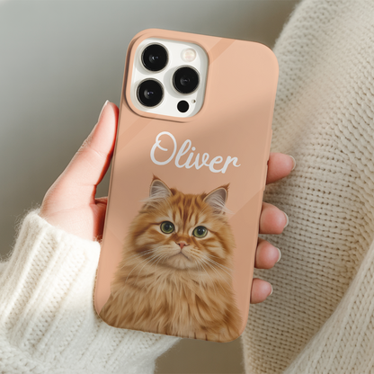 Custom Pet Cat Design Phone Case – Custom Printed Cat Portrait – Pet Keepsake THUC99M07