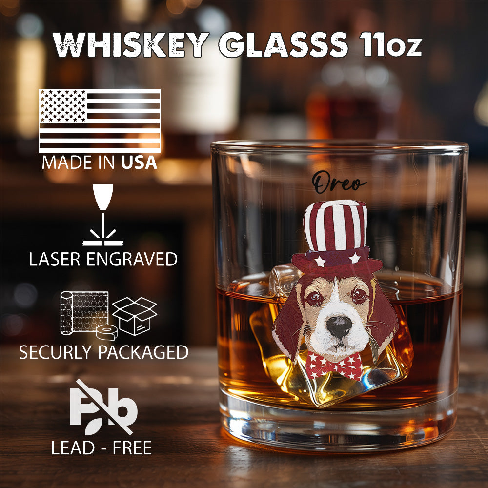 Custom Pet Photo With Whiskey Glass 11oz – Dog & Cat Photo Memorial Gift THUC99WI08