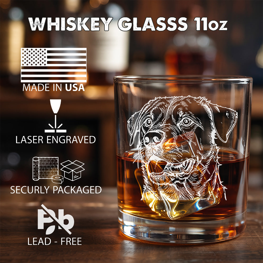 Personalized Dog Whiskey Glass 11oz – Custom Pet Photo & Name – Gift for Dog Owner THUC99WP06