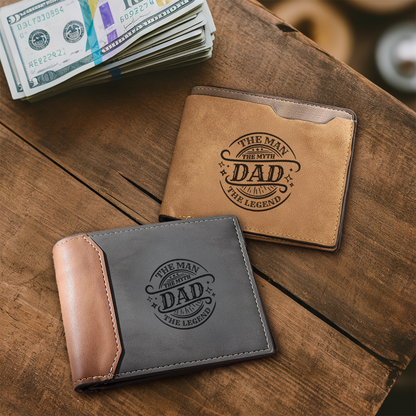TNW011 Personalized The Man The Myth The Legends Engraved Leather Wallet for Dad, Fathers Day Gifts, Custom Dad Wallet, Fathers Day Gifts for Dad