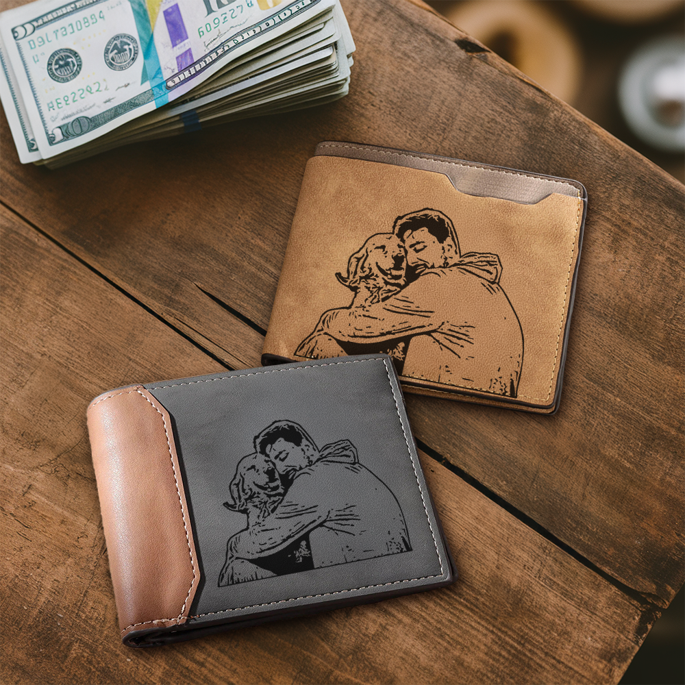 Engraved Wallet with Custom Photo & Handwriting - Perfect Personalized Gift for Dad and Husbands - Father's Day Gift