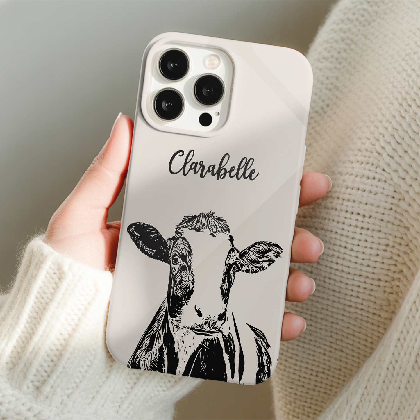 Custom Pet Photo Phone Case, Custom Cow Face Phone Case, Gift for Cow Lover, Pet Memorial, Animal Lovers TNGP023