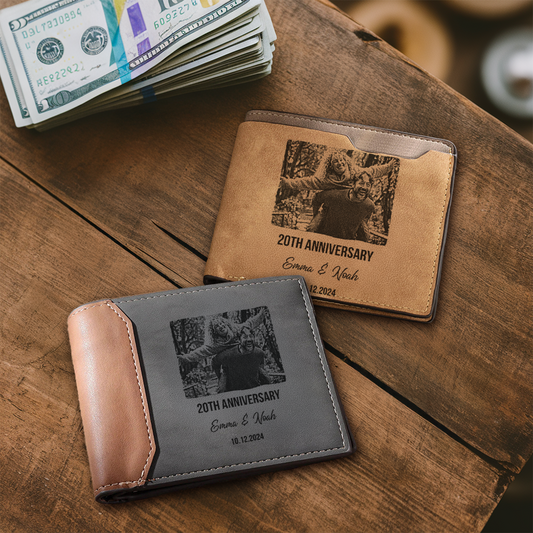 Personalized Wedding Anniversary Engraved Wallet Married Since Couples Gift Custom Photo Keepsake for Couples TNW024