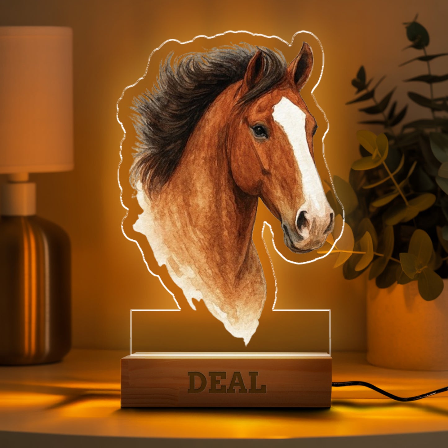 Custom Horse Portrait Night Light, Personalized Pet Lovers Gifts, Personalized Pet Memorial LED Night Light