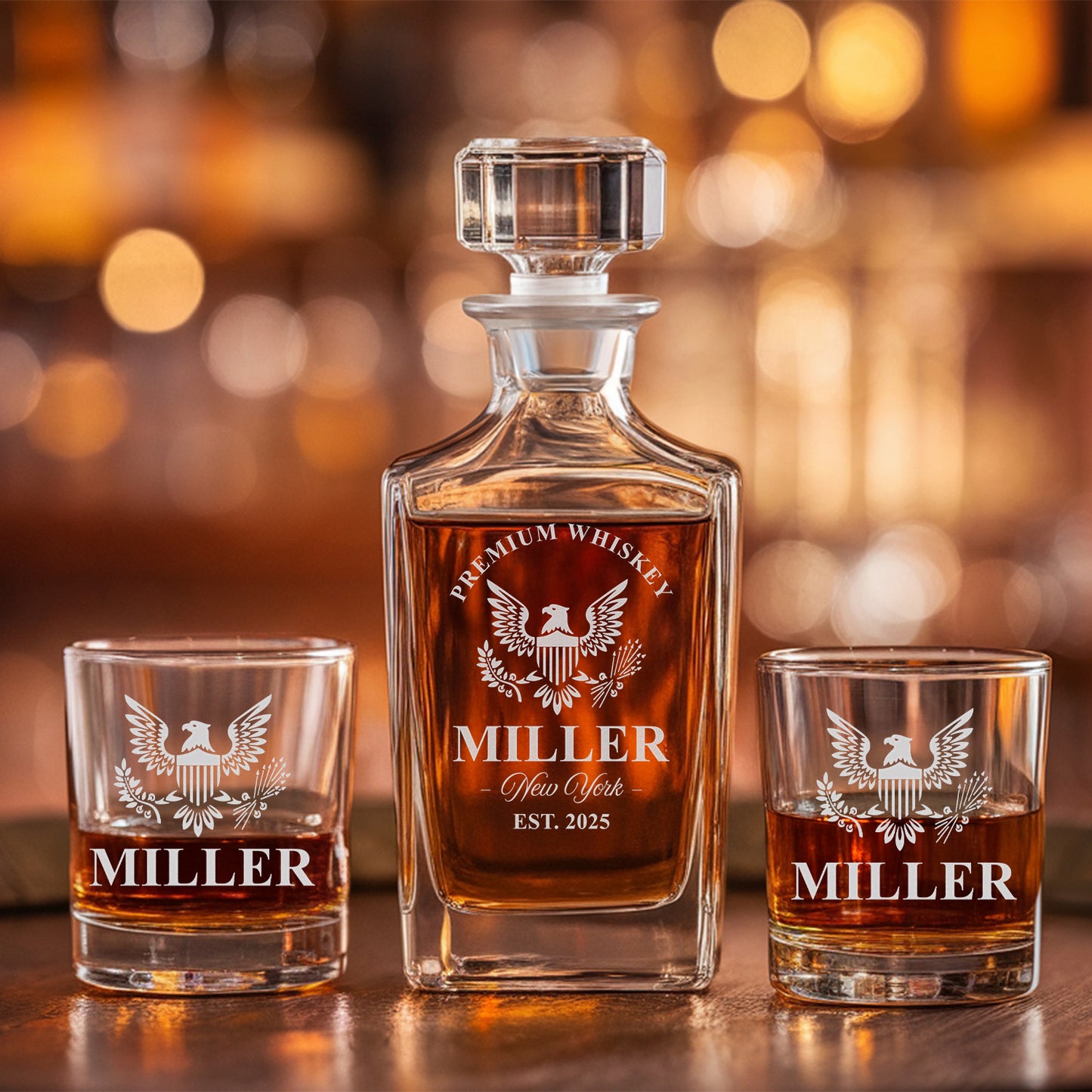 Personalized Father's Day State Whiskey Decanter Set, Patriotic Gift, Gift For Veteran TND082