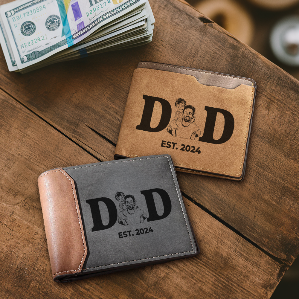 Custom Photo New Dad 2025 Engraved Wallet, Dad Est Gift, Gift For Dad, Wallet For Men
