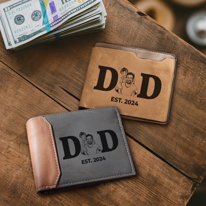 Custom Photo New Dad 2025 Engraved Wallet, Dad Est Gift, Gift For Dad, Wallet For Men