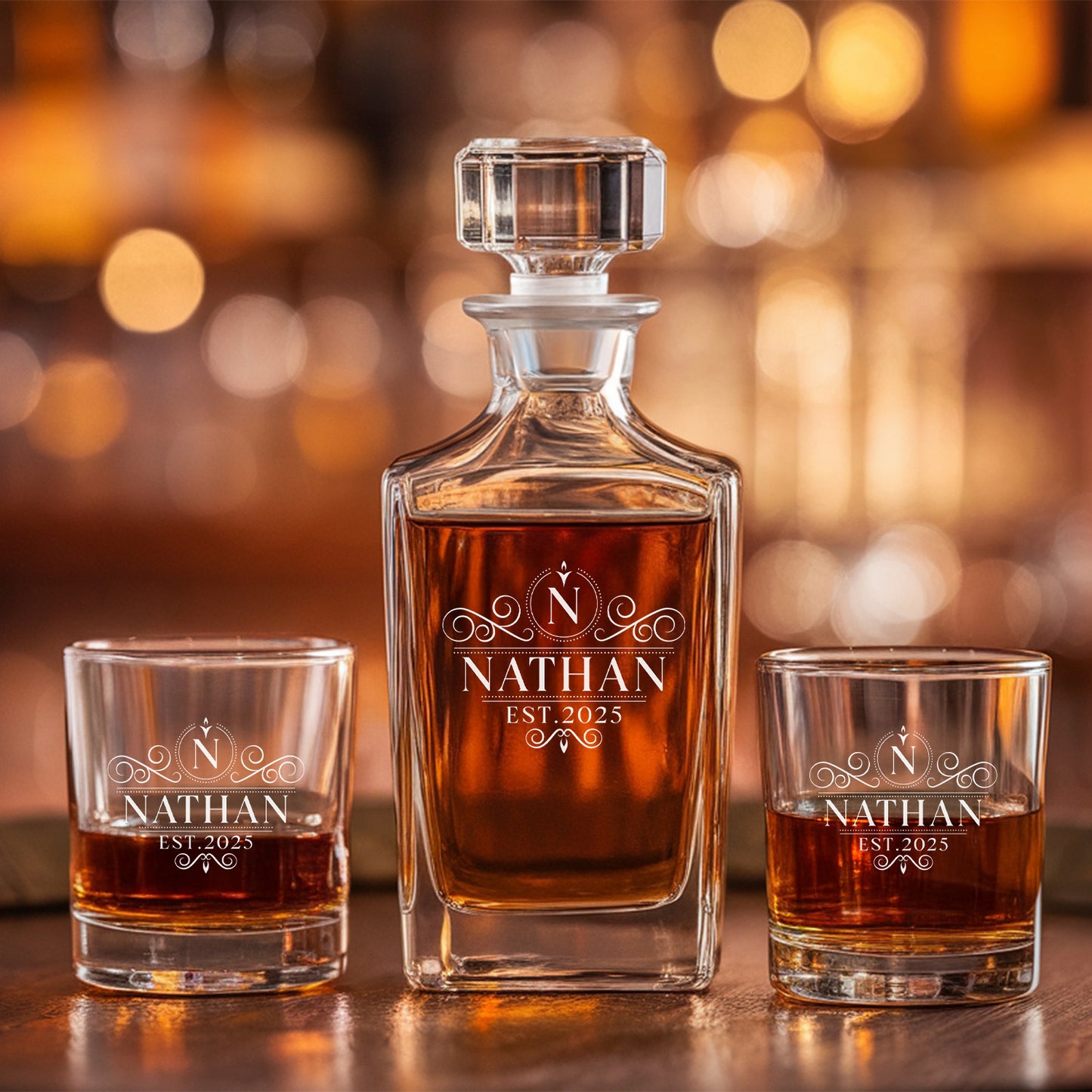 Personalized Wedding Decanter With Whiskey Glasses Engraved, Gift For Groomsmen, Wedding Gift TND077