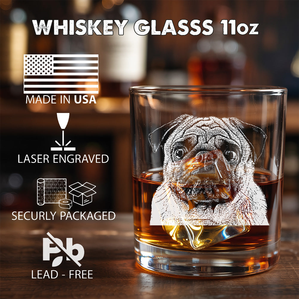 Custom Dog Pet Whiskey Glass 11oz – Personalized Dog Photo & Name – Gift for Dog Parents THUC99WP10