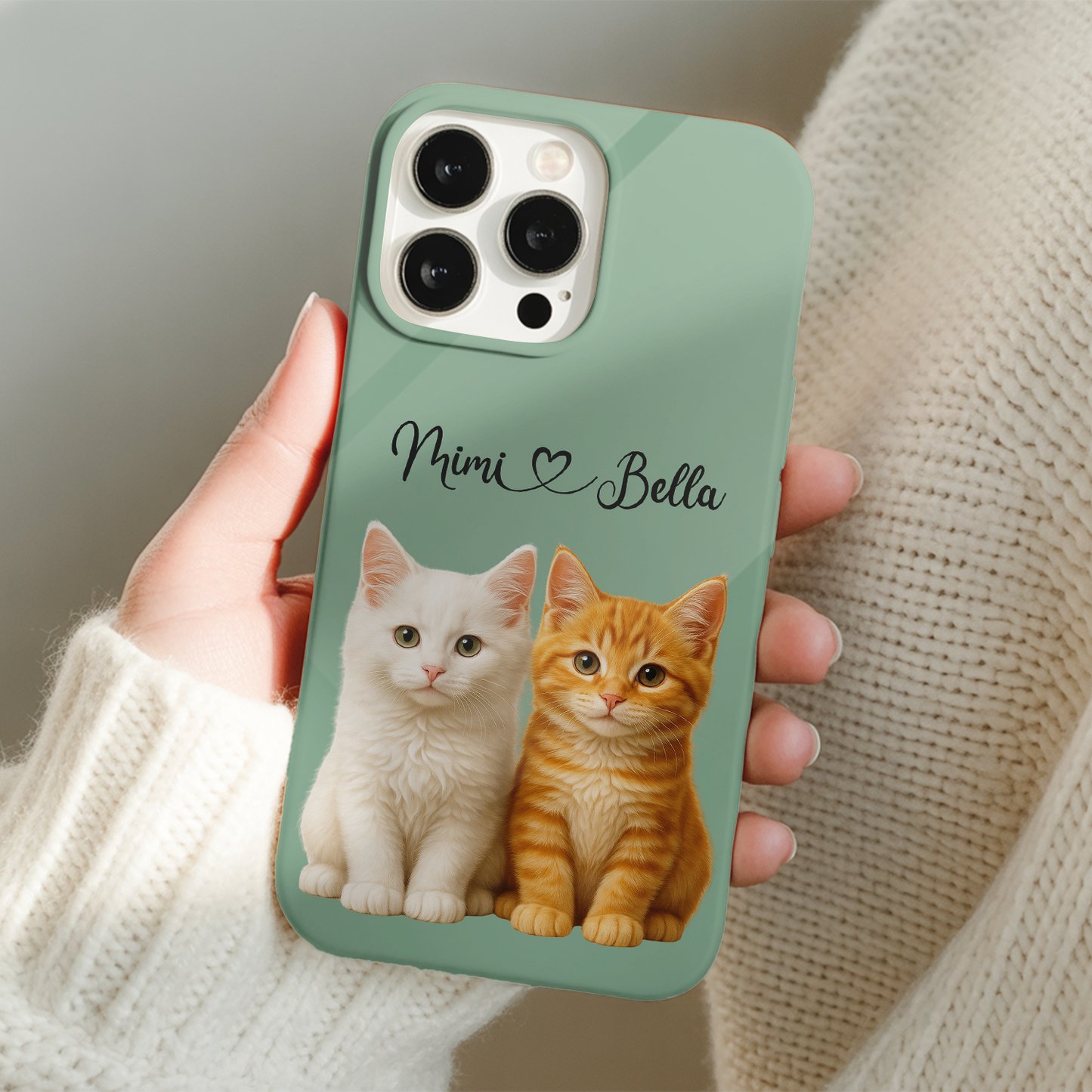 Custom Pet Cat Phone Case – Custom Cat Face on Phone – Unique Cat Lover, Dog Lover Gift THUC99M02