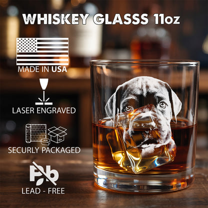 Personalized Pet Portrait Whiskey Glass – Custom Dog Photo - Custom Name Gift 11oz THUC99WP02
