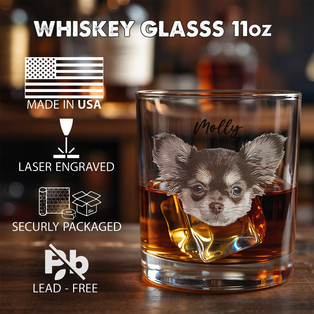 Custom Dog Lover Whiskey Glass – 11oz Personalized Photo Gift for Pet Owners THUC99WI04