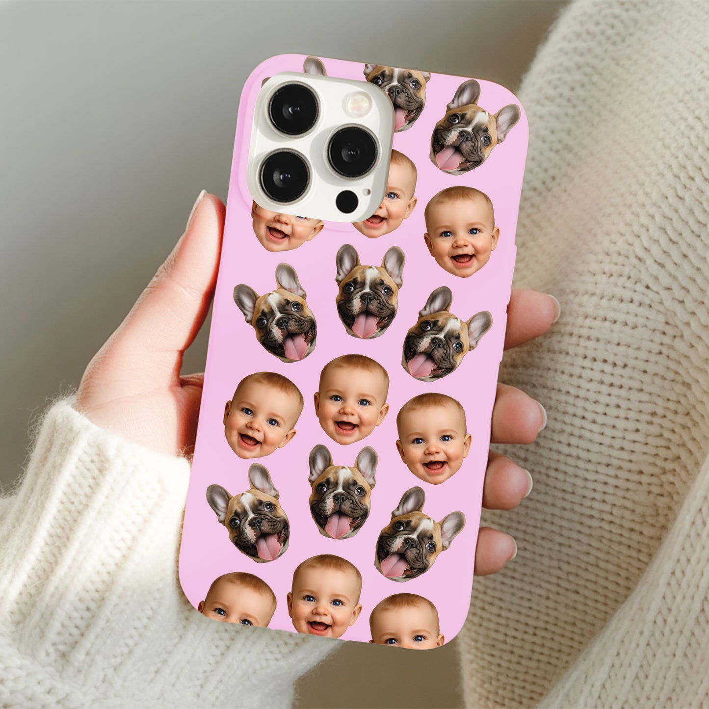 Custom Photo Baby Face Case for iPhone & Samsung – Cute Baby Pattern, Custom Phone Gift for Family THUC999