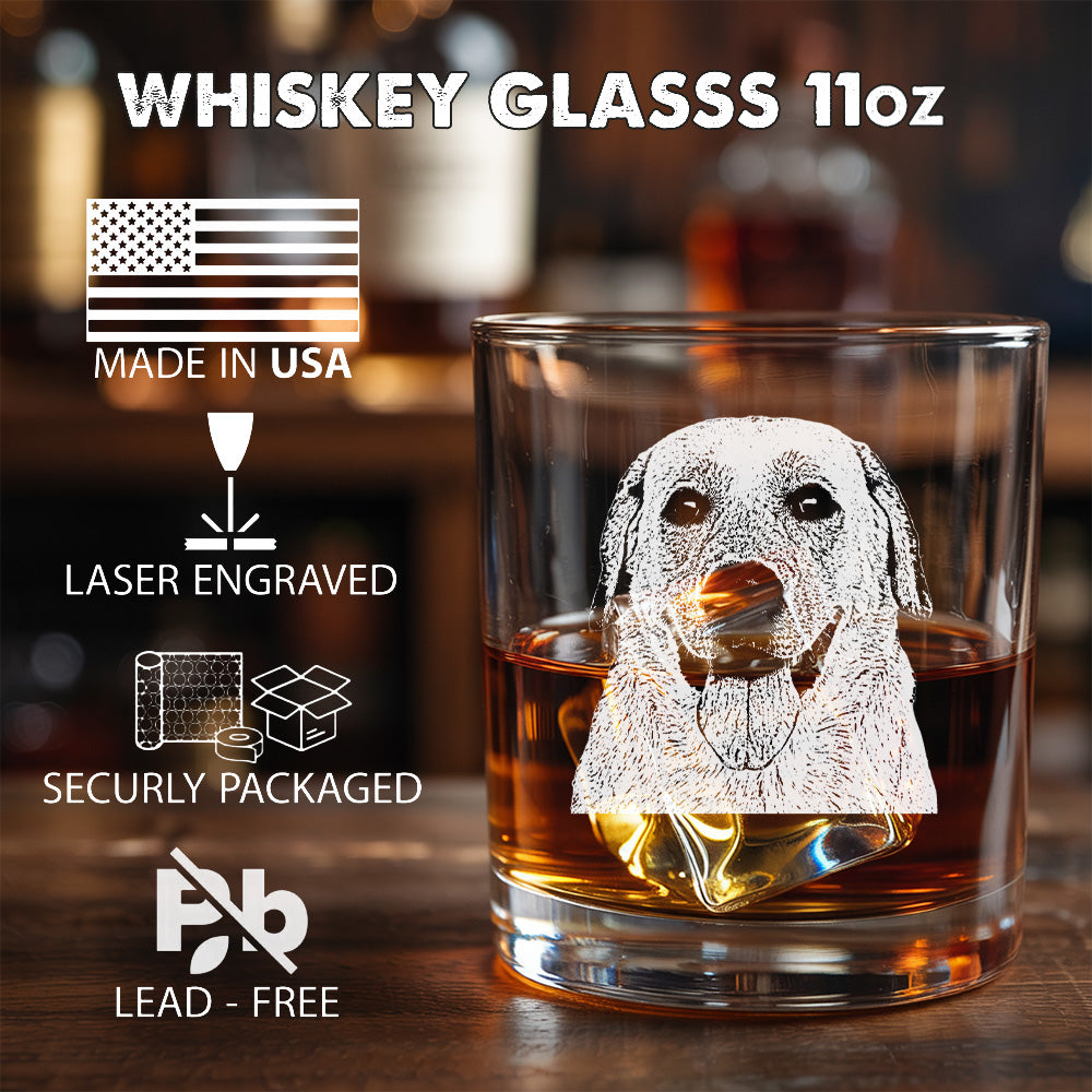 Custom Dog Pet Whiskey Glass 11oz – Personalized Dog Photo & Name – Gift for Dog Parents THUC99WP08