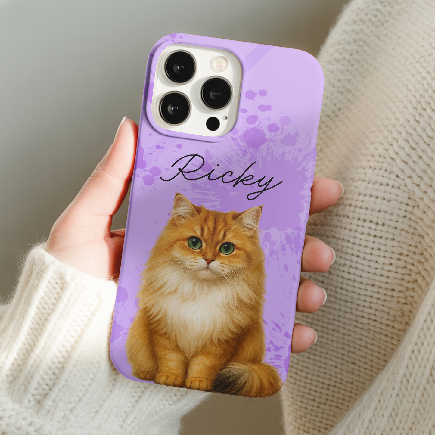Custom Pet Cat Cartoon Phone Case – Personalized Gift for Cat Owners – Dog Lover, Cat Lover Case THUC99M15
