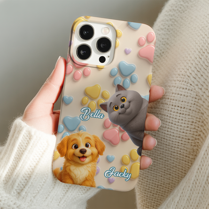 Custom Pet Cat Phone Case – Personalized Animal Lover Gift - Custom Photo Pet Cartoon Design Gifts THUC99M03