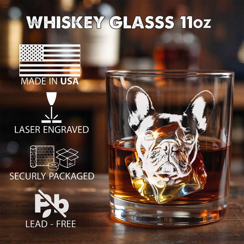 Custom Dog Lover Gift – Custom Photo & Name Whiskey Glass 11oz – Personalized Barware THUC99WP03