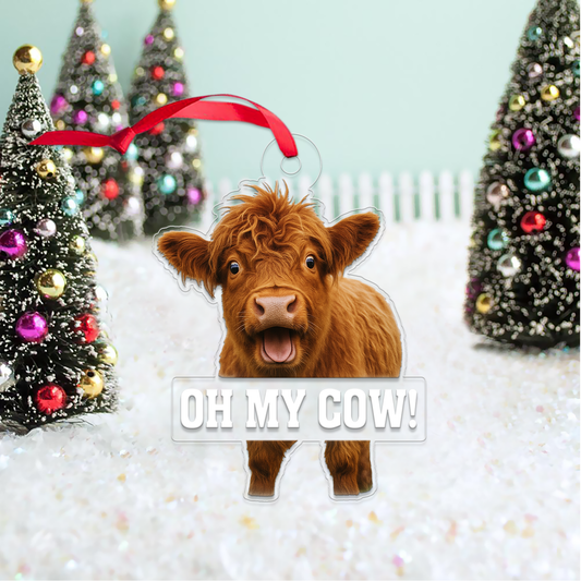 Personalized Funny Highland Cow Ornament, Funny Cattle Ornament, Highland Cow Lovers Gift, Funny Cow Christmas Ornament, Farmhouse Decor