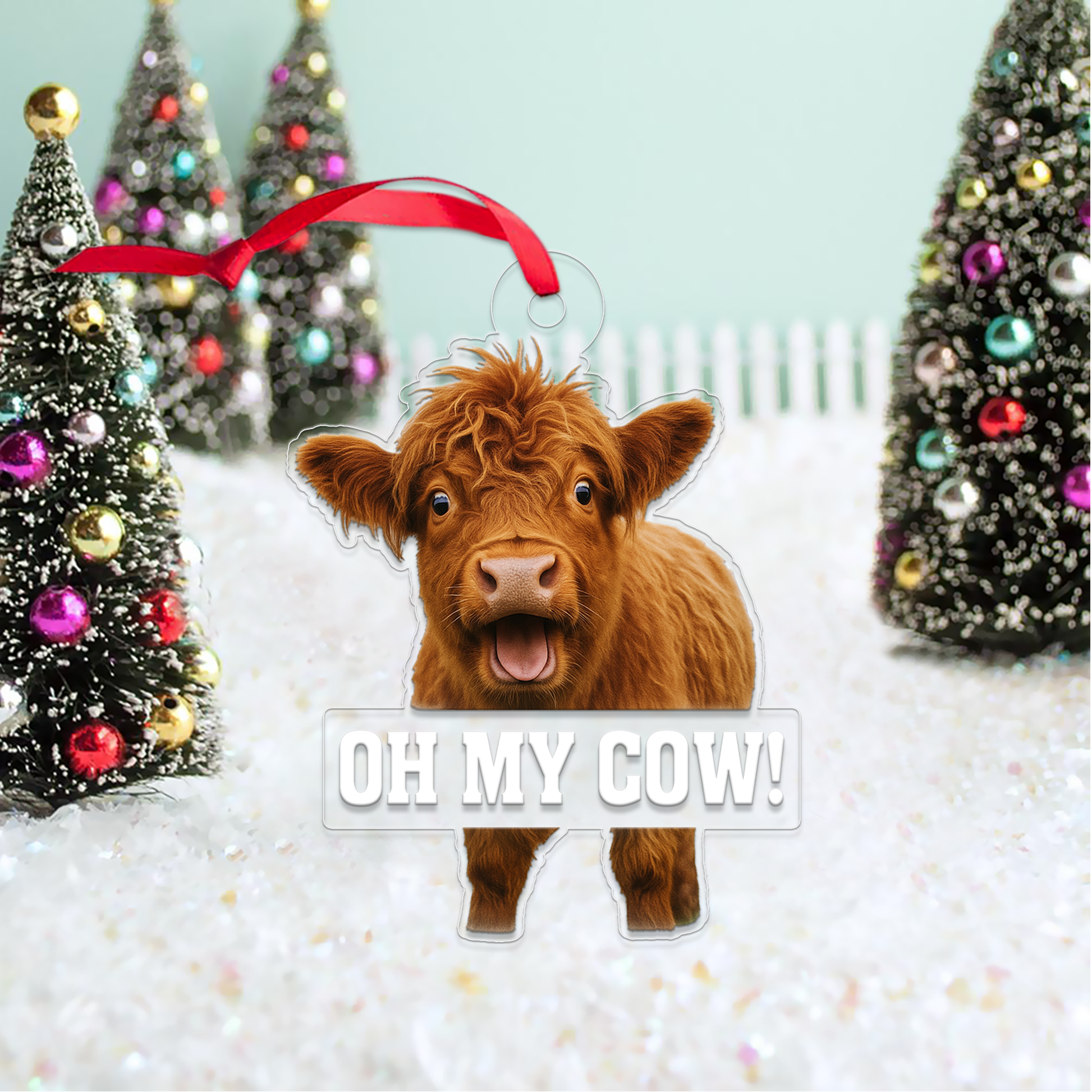Personalized Funny Highland Cow Ornament, Funny Cattle Ornament, Highland Cow Lovers Gift, Funny Cow Christmas Ornament, Farmhouse Decor