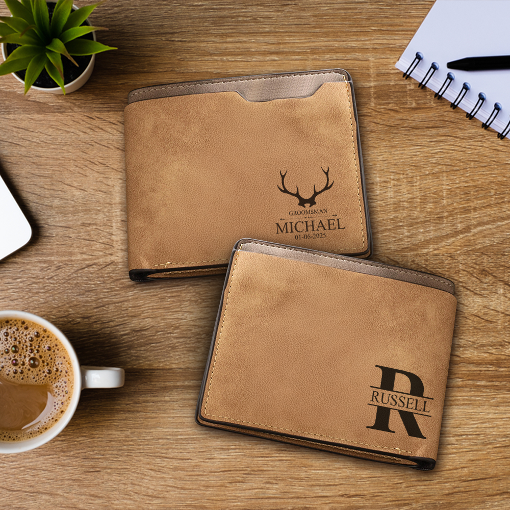 TNW006 Custom Engraved Wallets, Mens Leather Wallet, Groomsmen Gifts, Party Gifts, Wedding Party Favors, Gifts for Dads, Birthday Gift