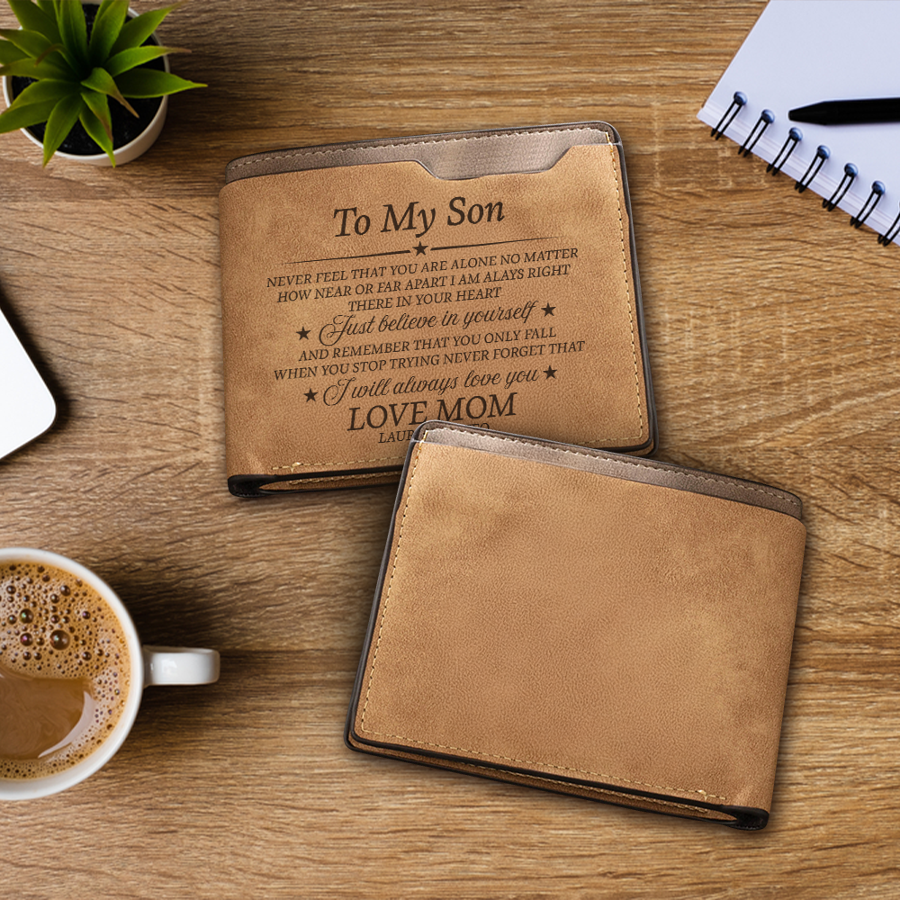 Leather Wallet Engraved Personalized Birthday Gift - Wallet For Men - Gift For Son - Graduation Gift TNW012
