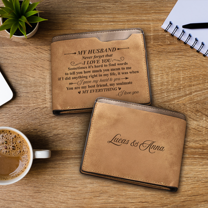 Personalized Couple Engraved Brown Leather, Personalized Birthday Gift for Him, Gift For Boyfriend, Gift For My Man TNW014