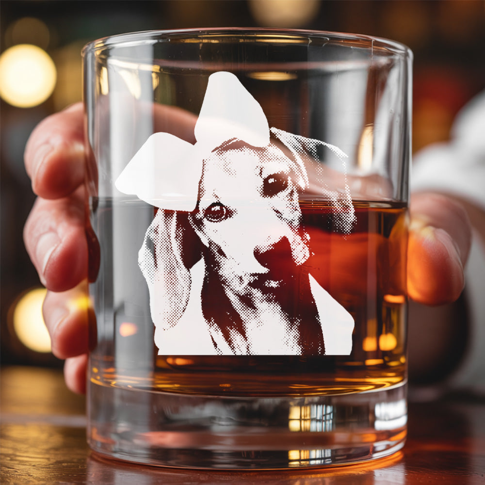 Personalized Dog Photo Whiskey Glass 11oz – Custom Name Engraved Gift for Dog Lovers THUC99WP04
