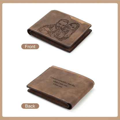 TNW001 Personalized Custom Photo Mens Wallet, Engraved Picture Wallet, Memory Gift, Anniversary Gifts for Him, Father's Day Gift, Gift For Dad