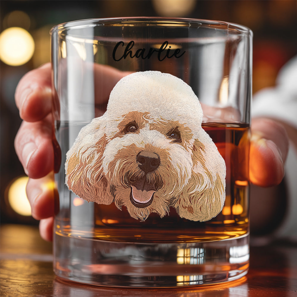 Custom Dog Photo Whiskey Glass 11oz – Personalized Gift for Dog & Cat Owners THUC99WI03