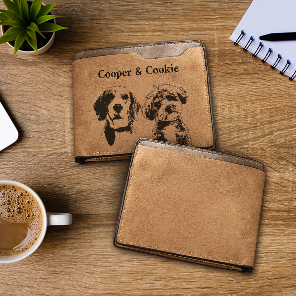 Custom Pet Photo Engraved Wallet - Personalized Dog Dad & Cat Dad Wallet, New Dog Memorial Gift, Unique Dog Lover Present TNW030