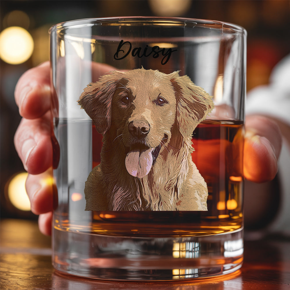 Custom Photo Dog Printed Whiskey Glass 11oz - Personalized Dog Cat Owner Gift THUC99WI01
