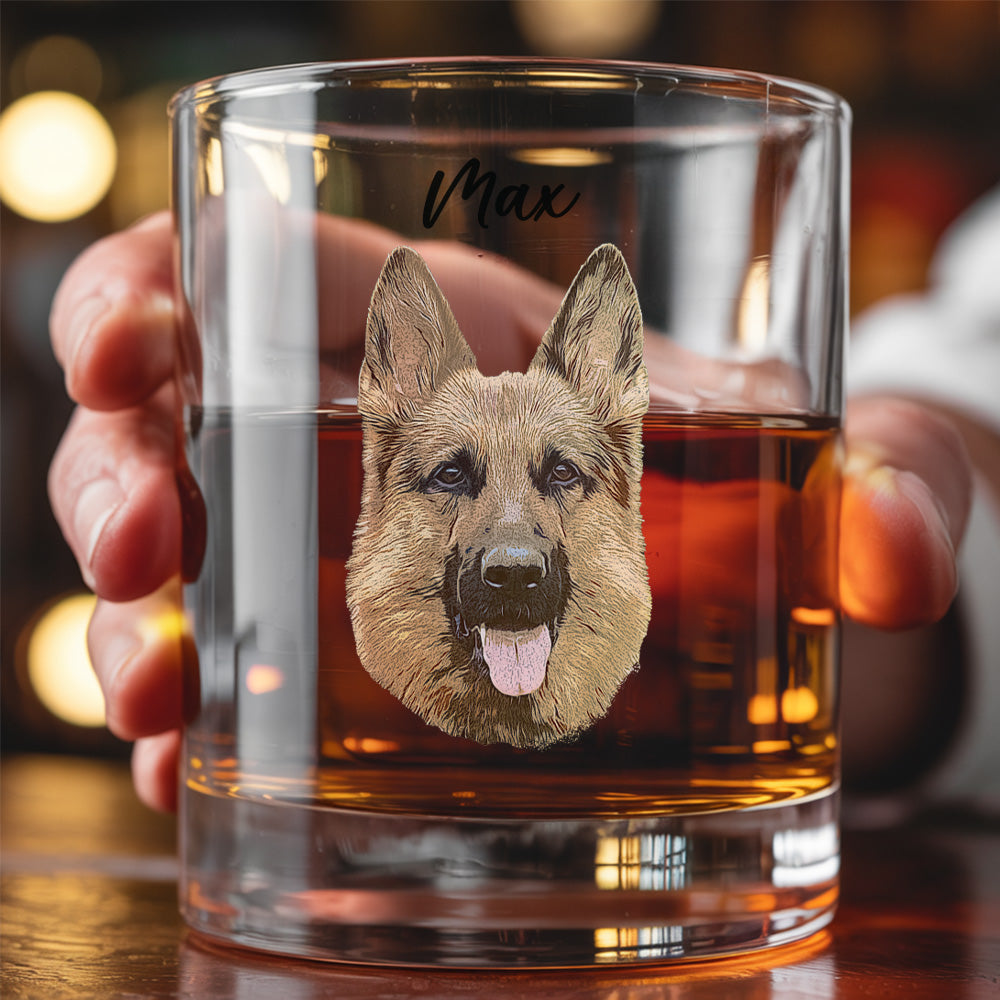Custom Photo Dog Whiskey Glass – Personalized Dog Cat Wine Glass And Pint Glass Memorial Gifts for Pet Owners THUC99WI06