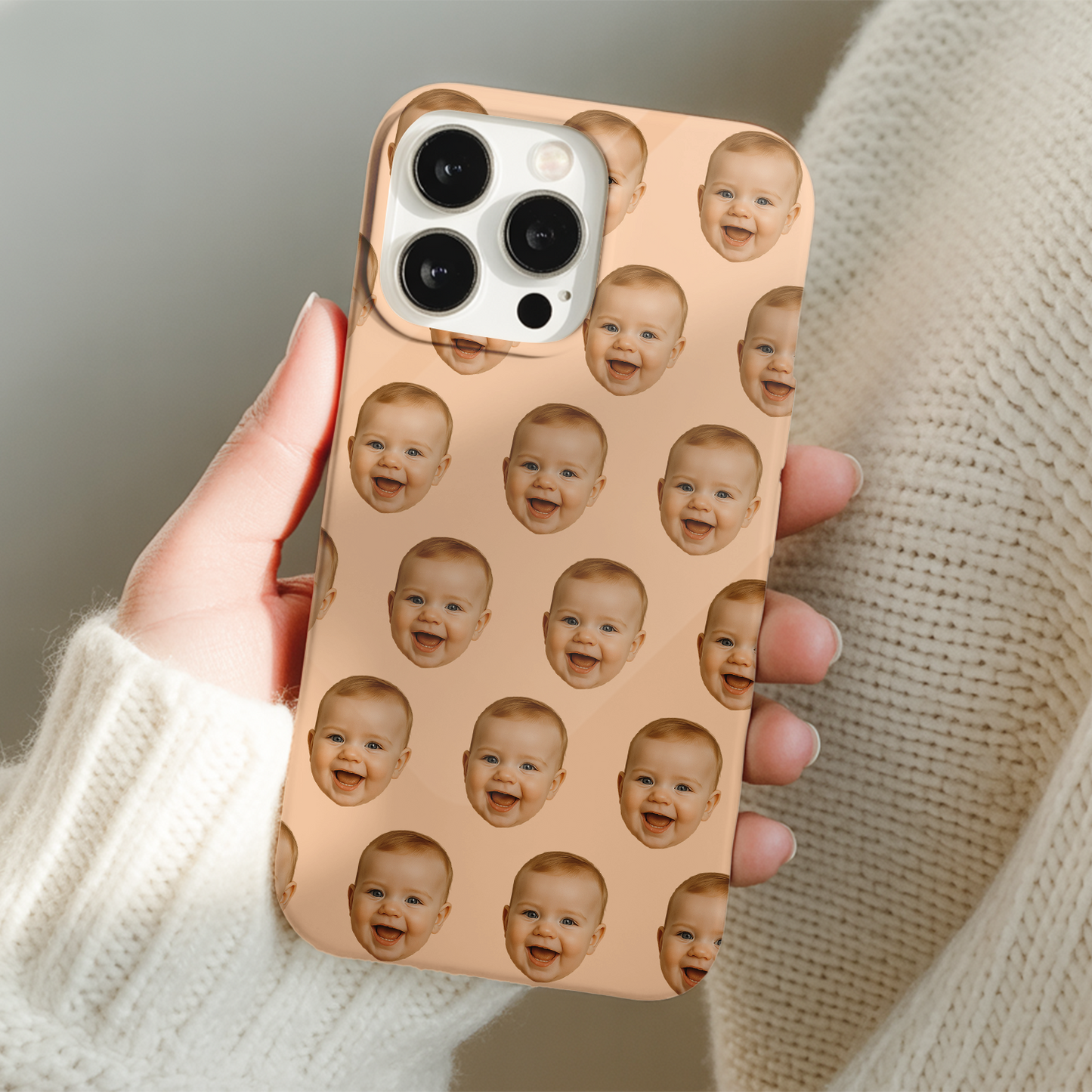 Personalized Baby Face Phone Case – Custom Repeating Baby Photo Pattern, Gift for New Moms & Dads THUC9910