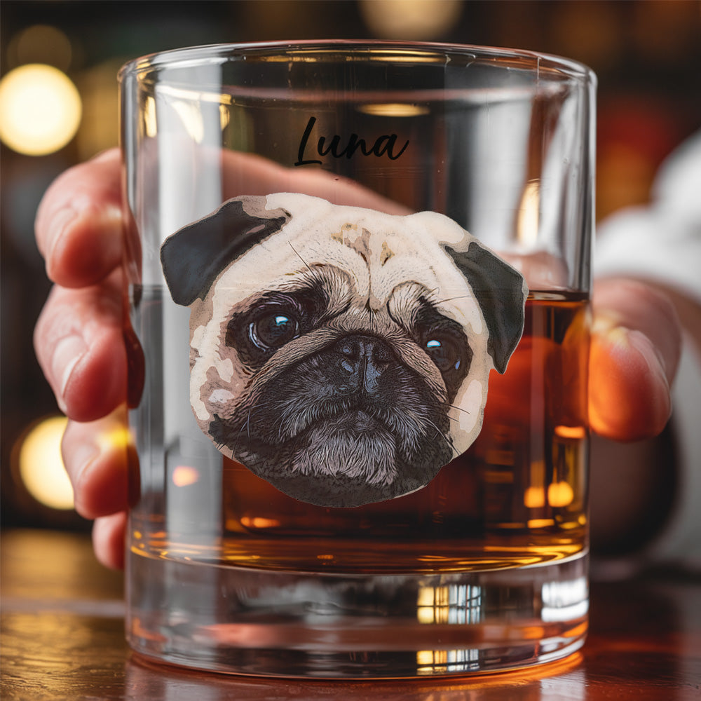 Custom Dog Lover Whiskey Glass – 11oz Personalized Photo Gift for Pet Owners THUC99WI05