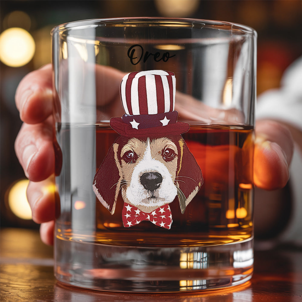 Custom Pet Photo With Whiskey Glass 11oz – Dog & Cat Photo Memorial Gift THUC99WI08
