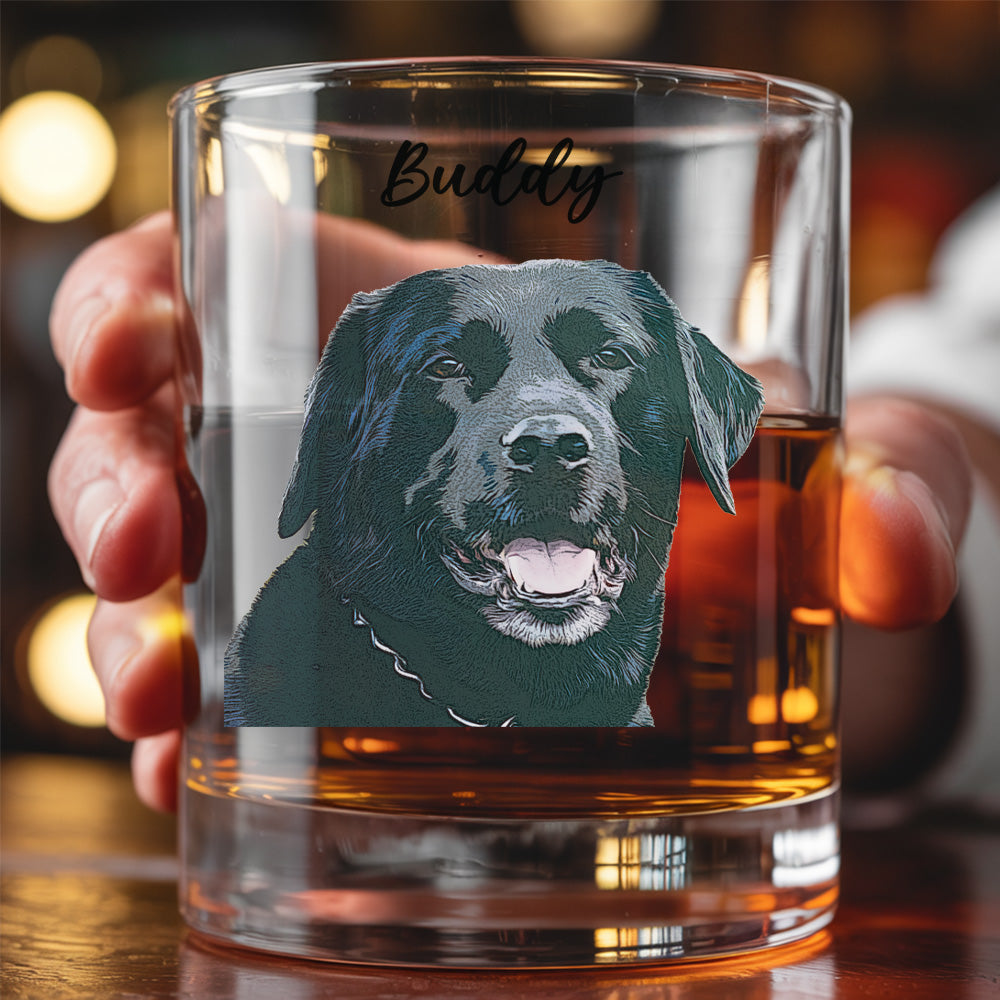 Personalized Dog Photo Whiskey Glass 11oz – Custom Pet Photo Gift for Dog or Cat Owners THUC99WI02