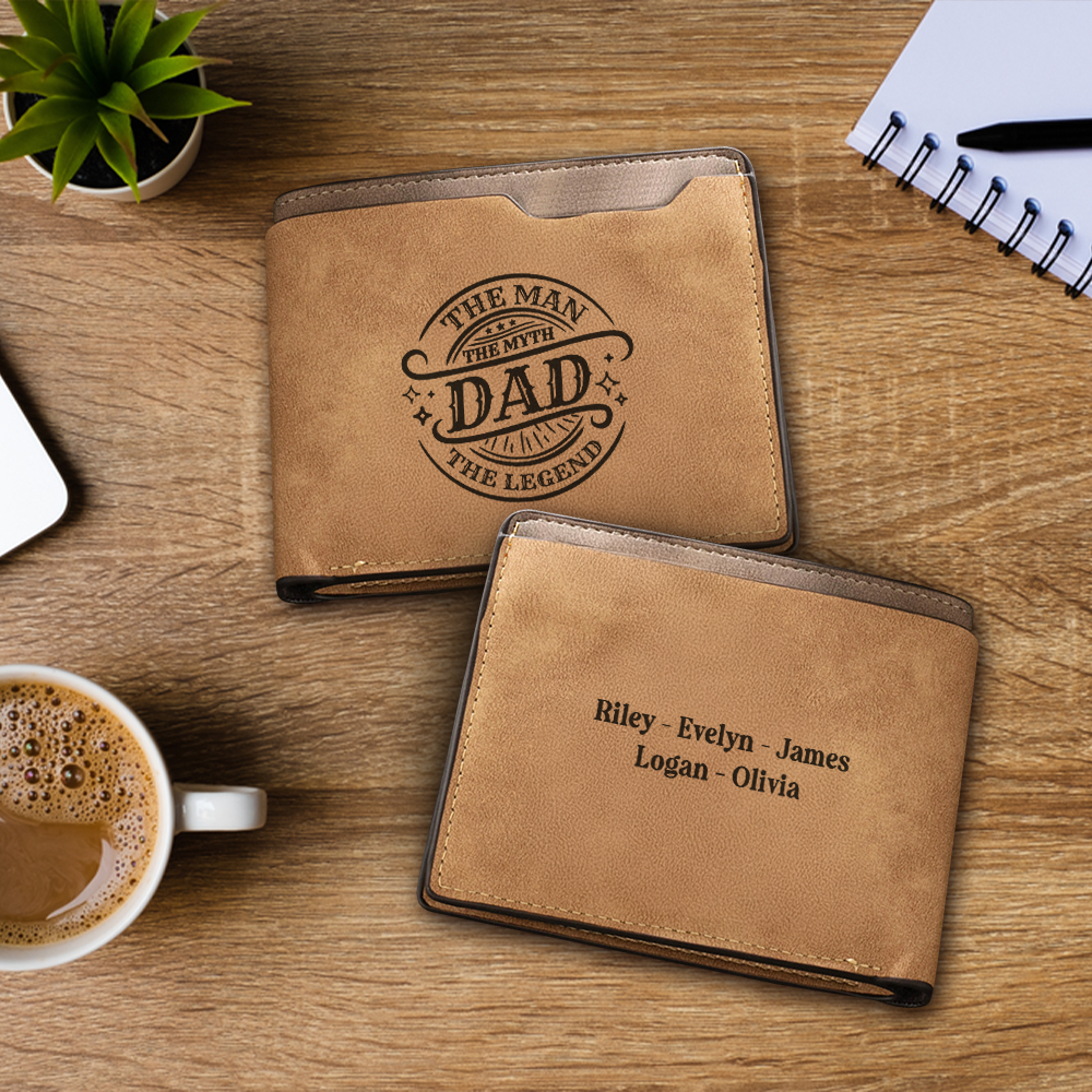TNW011 Personalized The Man The Myth The Legends Engraved Leather Wallet for Dad, Fathers Day Gifts, Custom Dad Wallet, Fathers Day Gifts for Dad