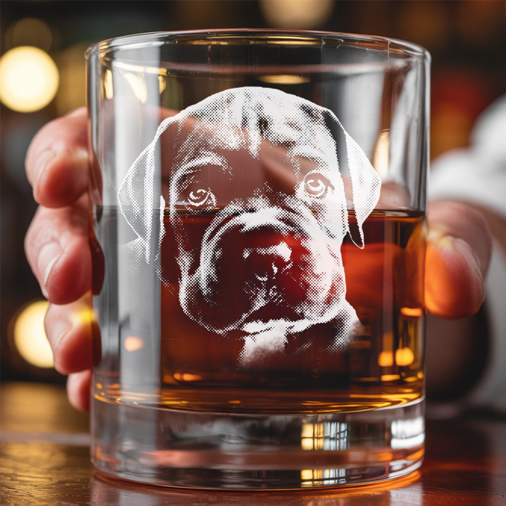 Personalized Pet Portrait Whiskey Glass – Custom Dog Photo - Custom Name Gift 11oz THUC99WP02