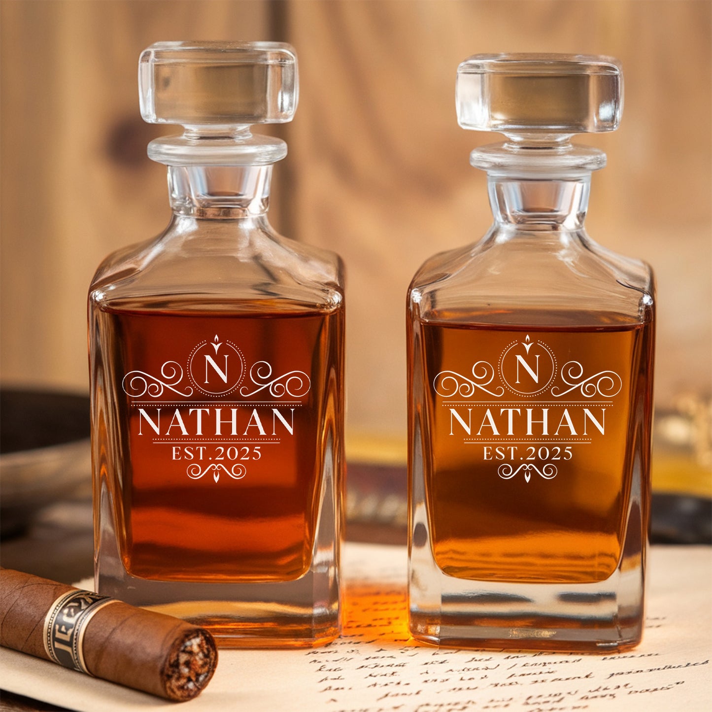 Personalized Wedding Decanter With Whiskey Glasses Engraved, Gift For Groomsmen, Wedding Gift TND077